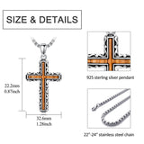 Sterling Silver Wooden Cross Pendant Necklace