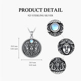 Sterling Silver Sunflower Medusa Triple Moon Goddess Amulet Pendant Necklace