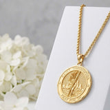 Christian Religious Medal Amulet 14K Gold Plated Pendant  Necklace