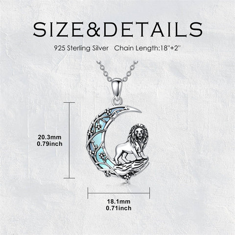 Sterling Silver Moonstone Wolf Cat Koala  Lion Moon Pendant Necklace