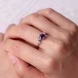 Sterling Silver Round Shaped Gemstone Branch Ring