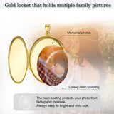 10K 14K 18K Solid Gold Personalized Photo Oval Sunflower Rose Pendant Necklace