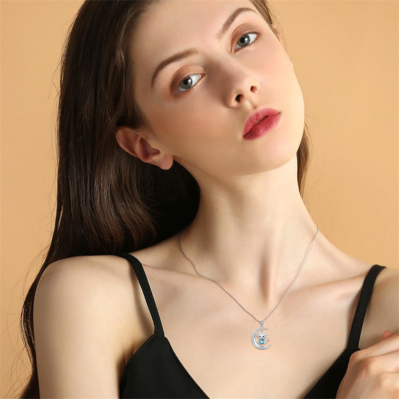 Sterling Silver Birthstone Monkey Pendant Necklace Jewelry Gifts for Women