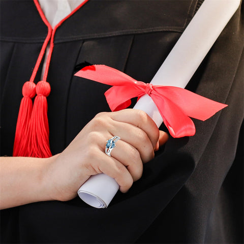 Copper Custom Birthstone Engraved Class Ring Graduation Ring for Her