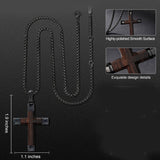 14K Gold  Plated Wooden Cross Crucifix Pendant Necklace for Men