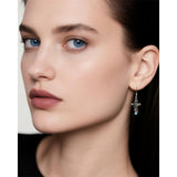 Sterling Silver Turquoise Flower Cross Dangle Earrings