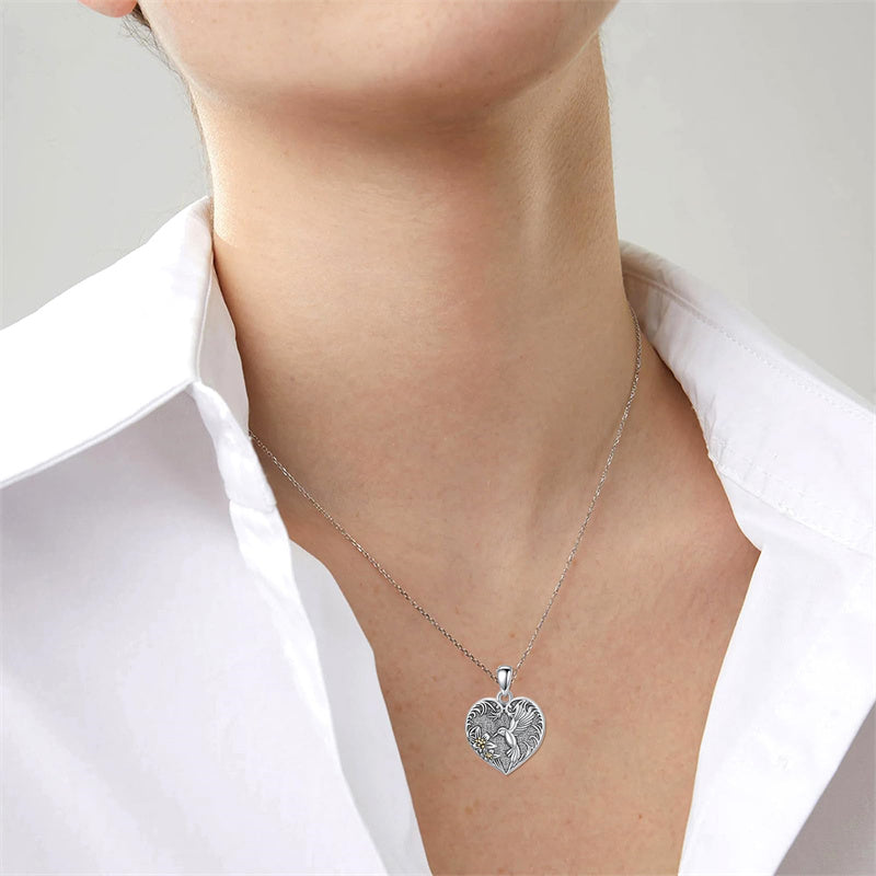 Sterling Silver Heart Rabbit Dog Cat Butterfly Dragonfly Hummingbird Wolf Urn Necklace for Ashes