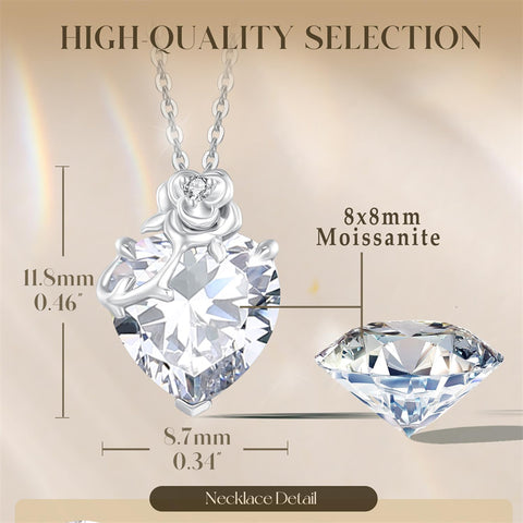 10K 14K 18K White Gold Heart Birthstone Rose Pendant Necklace Mothers Day Gift