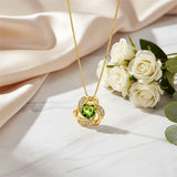 10K 14K 18K Gold 12 Months Birthstones  Love Knot Pendant Necklace