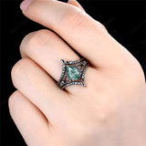 Sterling Silver 10K 14K 18K Gold 2CT Moss Agate Vine Leaf Women's Bridal Ring Sets for Wedding Engagement