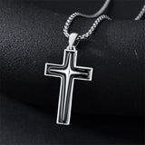 Sterling Silver Cross Christian Pendant Necklace for Men