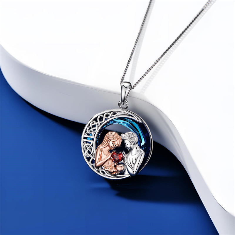 Sterling Silver Mother Daughter Pendant Necklace Engraved with Love You