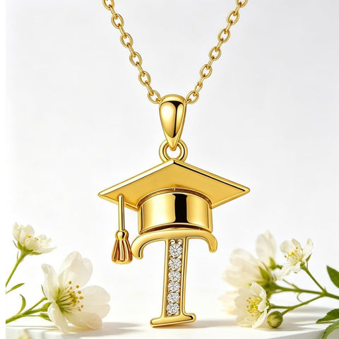 Initial  Graduation 14K Gold Plated Inspiring Grad Pendant Necklace Graduations Jewelry Gifts