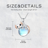 Sterling Silver Moonstone Fox Dolphin Axolotl Teddy Bear Hippo Raccoon Pendant Necklace for Women
