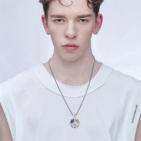 Sterling Silver American Flag Baseball  Basketball Boxing Football Golf Sports Pendant Necklace