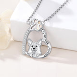 Sterling Silver Paw Print Poodle Corgi French Schnauzer Chihuahua Dachshund Golden Retriever Pug Pendant  Necklace