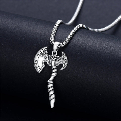 Sterling Silver Viking Axe Pendant Necklace for Men