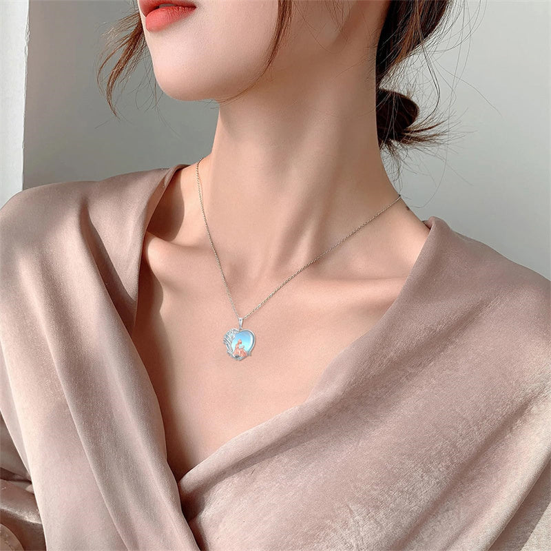 Sterling Silver Moonstone Tree of Life Art Book Pendant Necklace for Book Lover