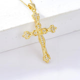 14K Gold Plated Cross Pendant Necklace for Women