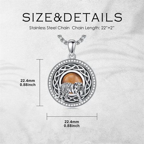 Sterling Silver Tiger Eye Eagle Lion Pendant Necklace for Men