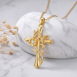14K Gold Plated Cross Necklace for Women