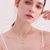 14K Gold Plated Birthstone Infinity  Cross Pendant NecklaceJewelry for Women