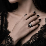 Sterling Silver 10K 14K 18K Gold Moissanite Gothic Black  Engagement Wedding Ring  for Women Halloween Gift