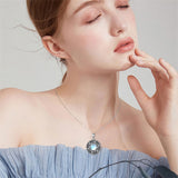 Sterling Silver Vintage Moonstone Flower Photo Locket Necklace