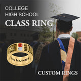 Sterling Silver 10K 14K 18K Gold Personalized Birthstone Pattern Class Ring for Men