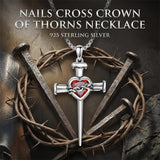 Sterling Silver Star Of David  Cross Pendant Necklace