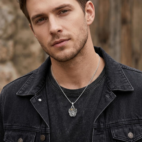 Sterling Silver Peace Sign Coexist Peace Symbol Pirate Tree of Life Thor's Hammer Wolf Raven Viking Series Necklace