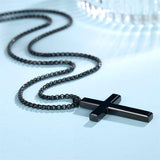 Stainless Steel Simple Men’s Stainless Steel Cross Pendant Chain Necklace for Men Women, 20-24 Inches Chain