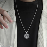 Fathers Day Presents Sterling Silver  Iron Cross Necklace Protection Necklace Amulet Jewelry for Men Women with 22"+2" Chain