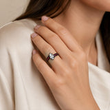 Sterling Silver 10K 14K 18K Gold Custom Engraved  Moissanite Gothic Ring for Women Halloween Gift