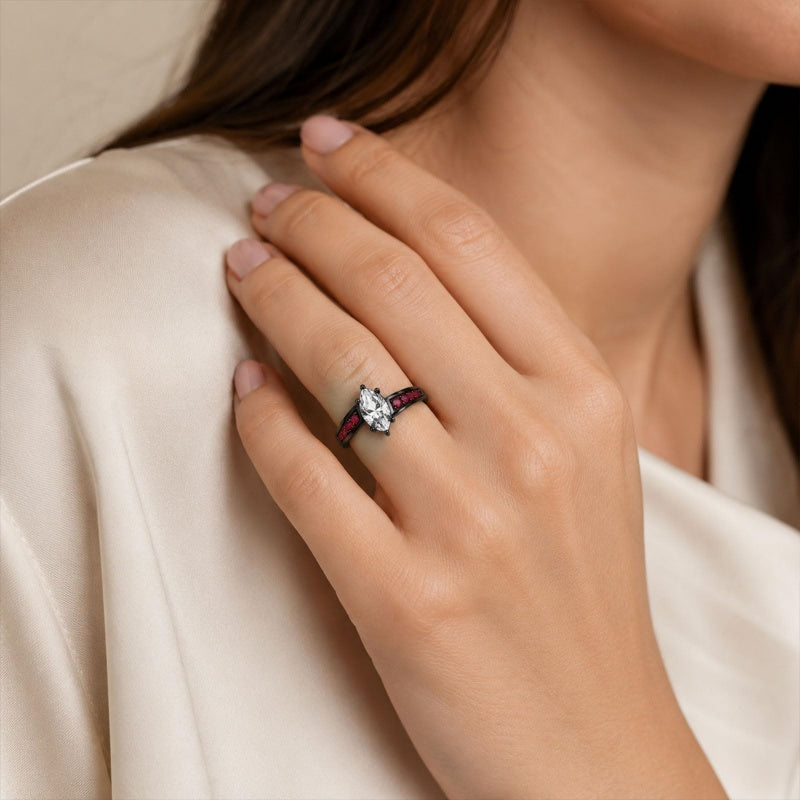 Sterling Silver 10K 14K 18K Gold Custom Engraved  Moissanite Gothic Ring for Women Halloween Gift