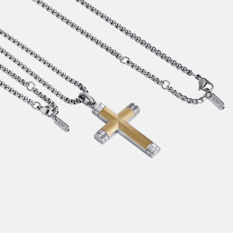 14K Gold Plated Cross Necklace for Men with Adjustable Chain Jewelry Gift for Him