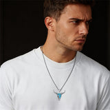 Sterling Silver Turquoise Cow Skull Pendant Necklace