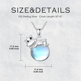Sterling Silver Moonstone Fox Dolphin Axolotl Teddy Bear Hippo Raccoon Pendant Necklace for Women
