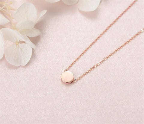 14K Gold Round Small Coin Pendant Necklace