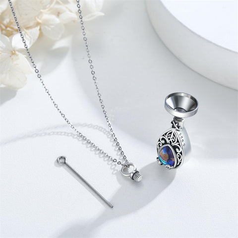 Sterling Silver TearDangle Moonstone Urn Necklace for Ashes