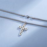Cross Necklaces Sterling Silver Cross Pendant NecklaceGifts For Men Boys With Strong Stainless Steel Box Chain