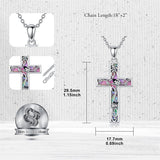 Sterling Silver Abalone Shell Bee Butterfly Dragonfly  Hummingbird Ladybug Cross Pendant Necklace for Women