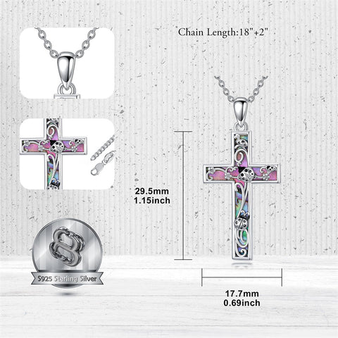 Sterling Silver Abalone Shell Bee Butterfly Dragonfly  Hummingbird Ladybug Cross Pendant Necklace for Women