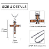 Sterling Silver Wooden Cross Pendant Necklace