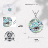 Sterling Silver Abalone Shell  Mountain Tree of Life  Compass Pendant Necklace for Women