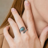 Sterling Silver Turquoise Vintage Adjustable Sunflower Dragonfly Butterfly Feather Tree of Life Spoon Ring