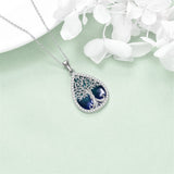 Tree of Life Necklace 925 Sterling Silver Teardrop Enamel Family Tree Pendant Necklace for Women