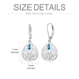 Filigree Tree of Life Earrings Sterling Silver Leverback Teardrop Dangle Drop Earrings Jewelry Gifts for Women Girls