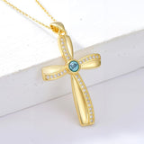 14K Gold Plated Cross Pendant Necklace for Women