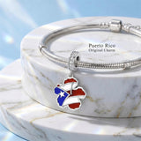 Sterling Silver Coqui Frog Flag Puerto Rico Charm Beads
